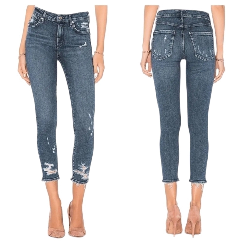 Agolde Women's Sophie High Rise Distressed Skinny Crop Denim Jeans, size…